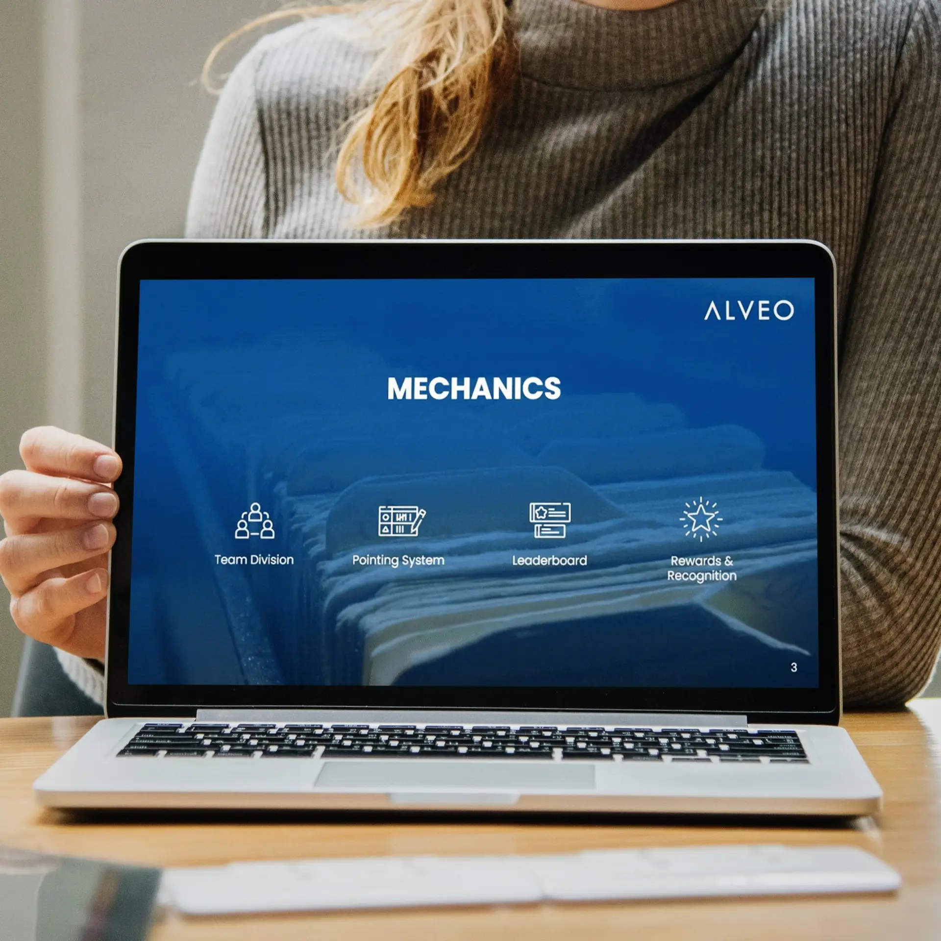 Work-related slide flashed in laptop screen