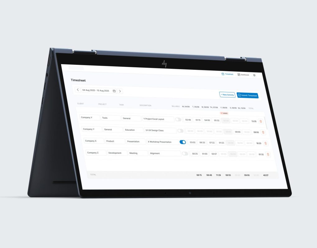 Time tracker application in laptop