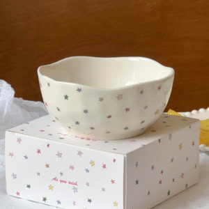 White ceramic bowl with star designs