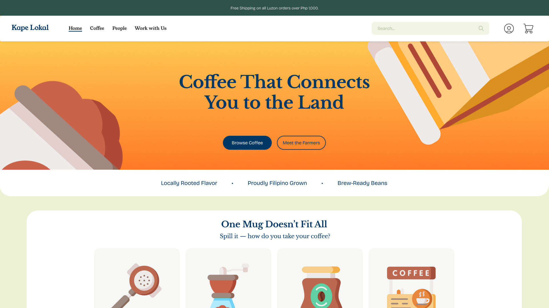 Local Coffee Commerce Platform Homepage